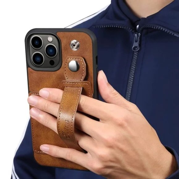 NEW LEATHER IPHONE 13 PRO MAX CASE NEW WITH STRAP - Picture 2 of 13